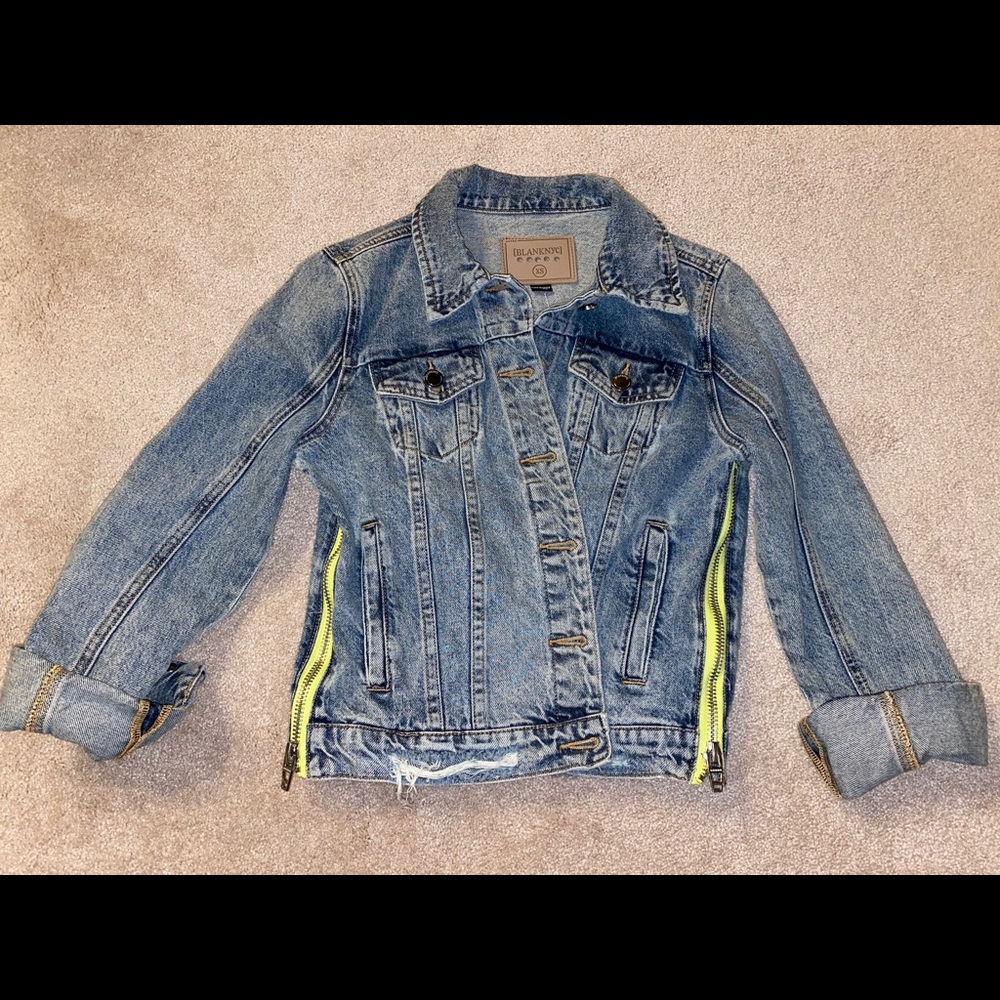Blank NYC jean jacket with a pop of neon